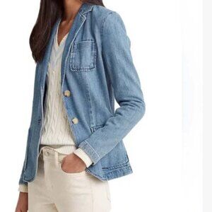 Lauren Ralph Lauren Cotton Denim Blazer Jacket 16